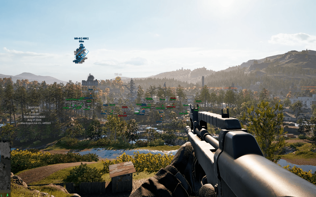 Wardogs Cheats gameplay in WARDOGS: live-match product view with the undetected cheat menu in use